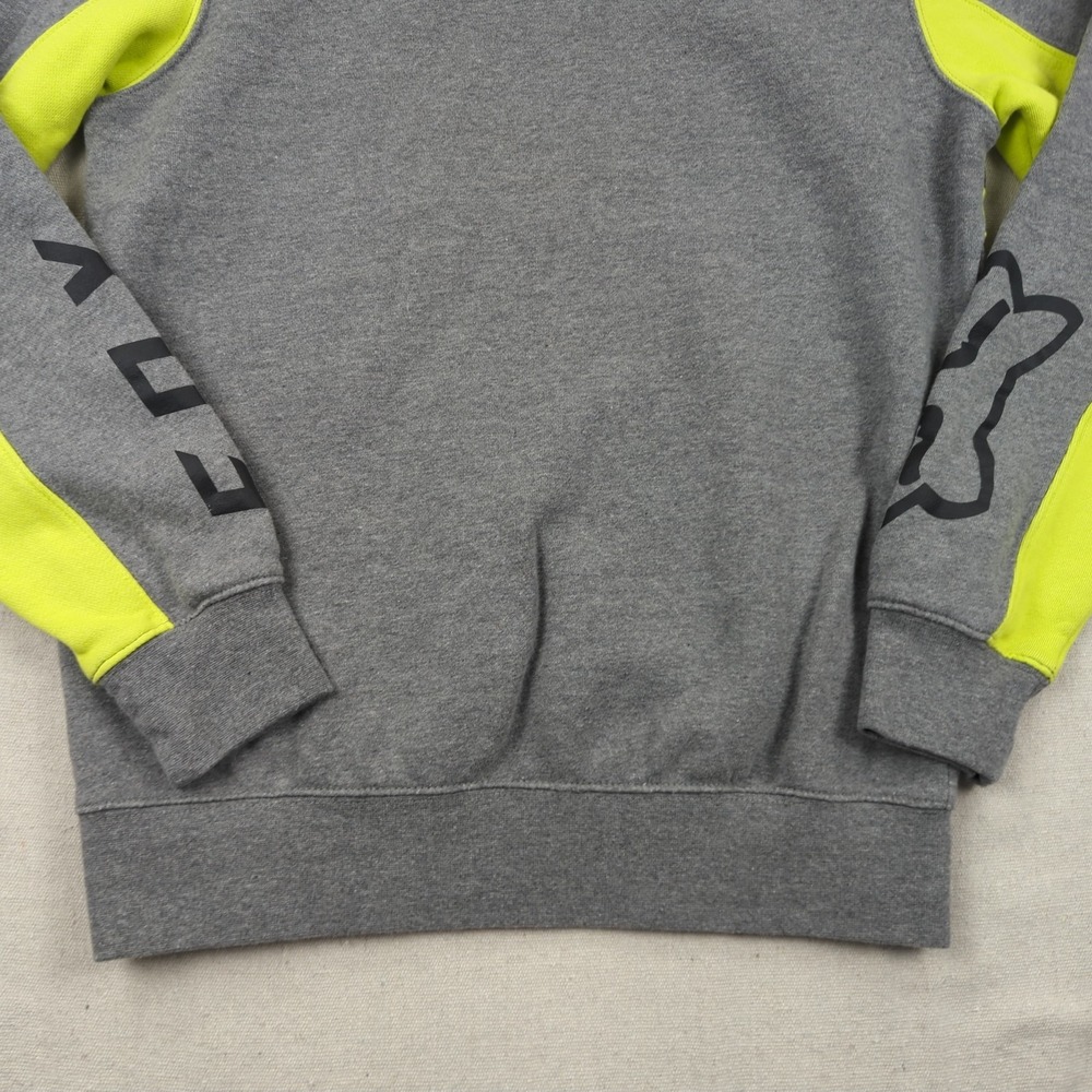 Fox Racing Hoodie Mens  Small Grey Yellow Activewear Pull Over‎ - Picture 12 of 13